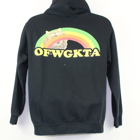 OFWGTKA Odd Future Wolf Gang Cat Rainbow Streetwear Graphic Hoodie Mens Small - Picture 1 of 9
